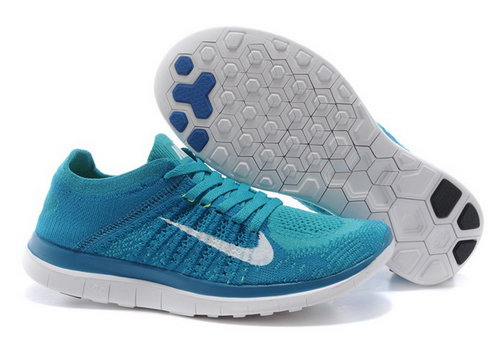 Nike Free Flyknit 4.0 Womens Shoes Blue White Wholesale